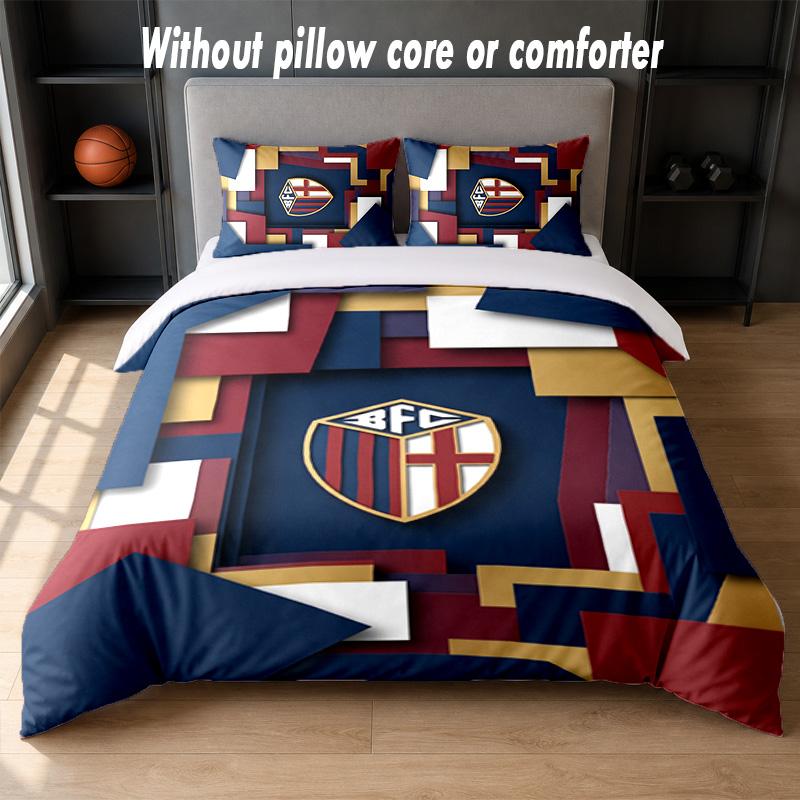Bologna FC Design Bed Bedding Set 1 Duvet Cover + 2 Pillowcases Soft Breathable Household Bed Linens