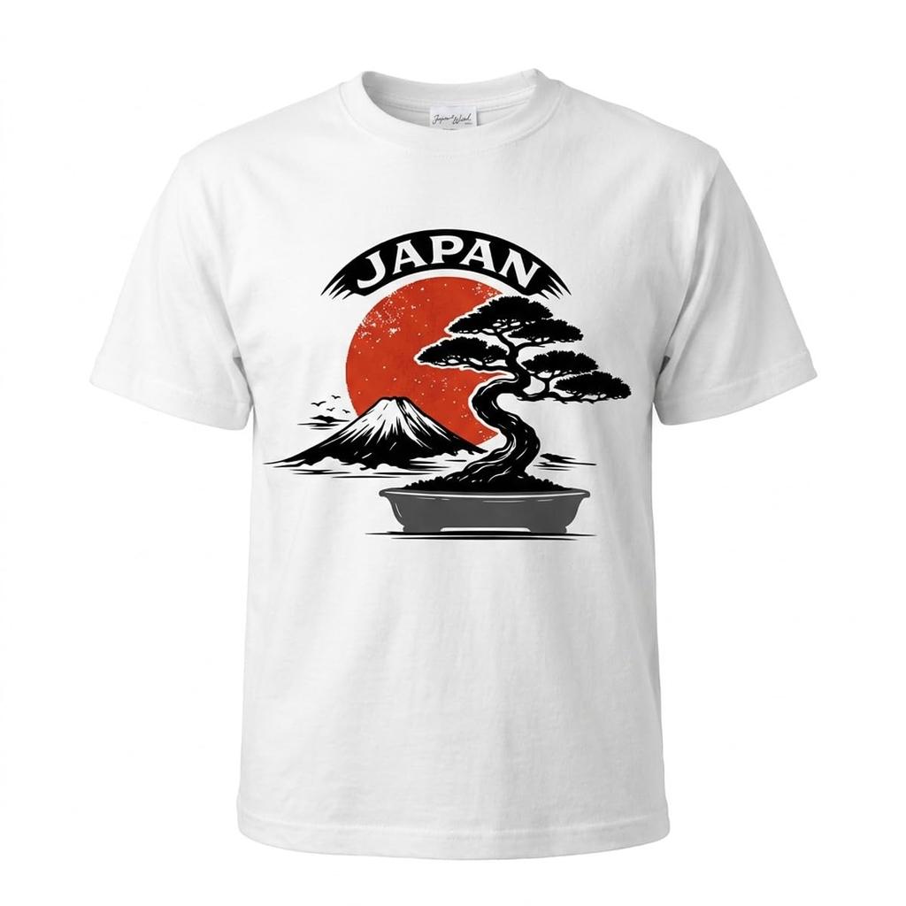 Shinei T-shirt Bonsai Mount Fuji Sunrise Japanese Pattern Print 100 Cotton L White Culture Souvenir Overseas