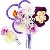 Hair Accessory Set of 2, kk-077, Red & Purple, Tsumami Zaiku Chirimen, Furisode, Coming-of-Age Ceremony, Flower Hair Comb (Purple & White),