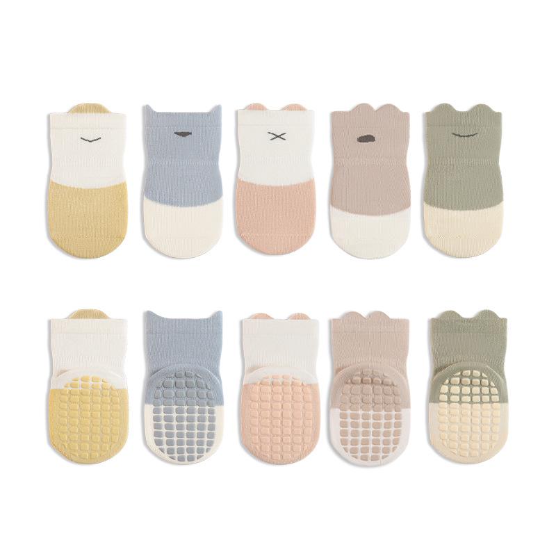 Anti-slip Insulating Infant Socks - Rubber Sole, Seamless Mid-calf Cotton for Learning to Walk