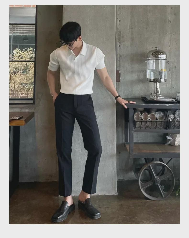 Men's Trendy Japanese-Style Polo – Summer Lapel Knit Solid-Color Short-Sleeved T-Shirt