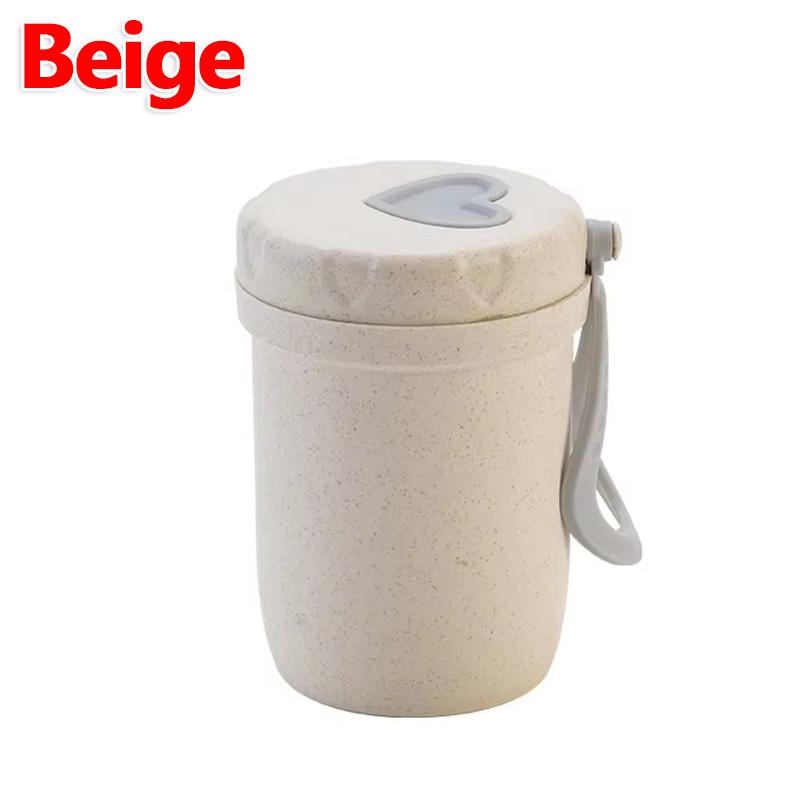 Wheat Straw Soup Cup Heart Shaped Lid with Handle Portable Breakfast Cup for Student Office Home Use BPA Free