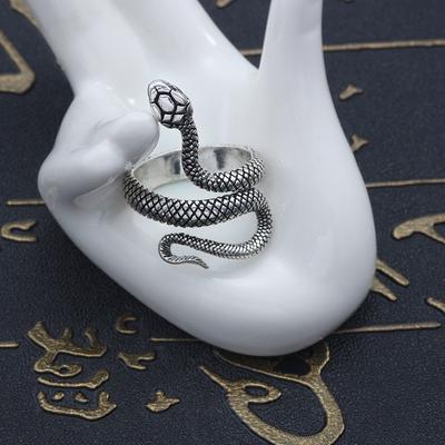 Gothic Ring Silver Black Metal Serpent Ring Women's Men's Fashion Adjustable Ring Jewelry MIT