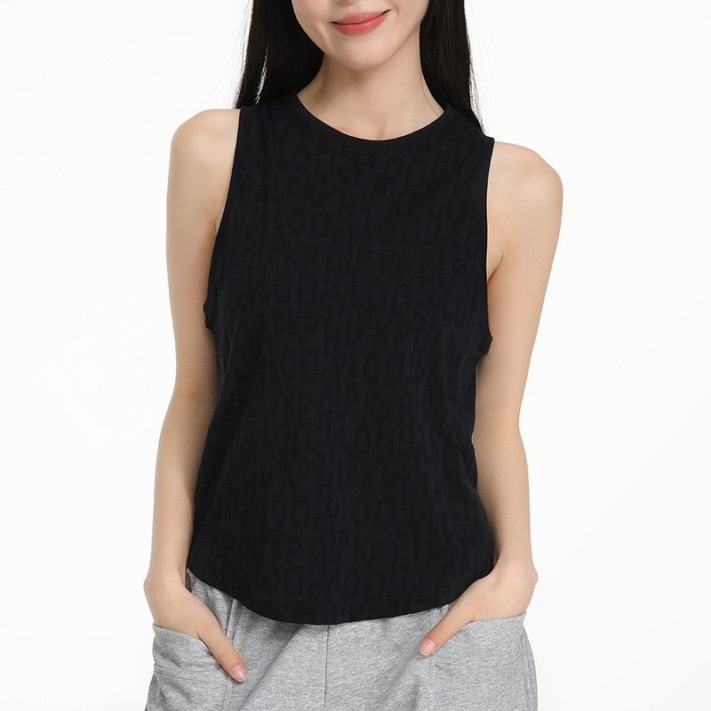 

Lu Same Style Beautiful Sports Vest Yoga Cover up Women Spring and Summer Lightweight Breathable Quick-Drying Pilates Running Fitness Black L