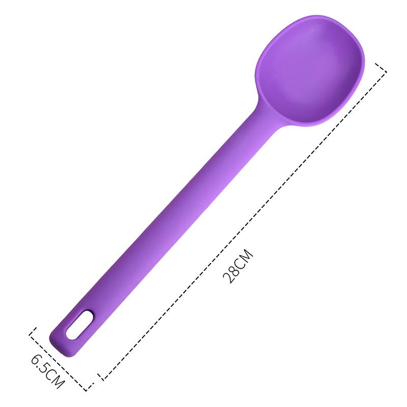 

1 шт. новая длинная ручка для помешивания ложка многоцелевая силиконовая для домашнего хозяйства суповые ложки кухонная утварь половник кухонные принадлежности фиолетовый
