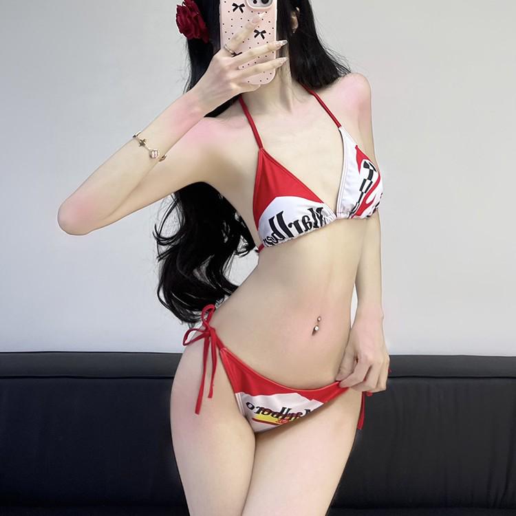 Printed Sexy Hot Girl Bikini: Two-Piece Swimsuit for Women, Small Chest Swimwear, Hot Spring Special Sale
