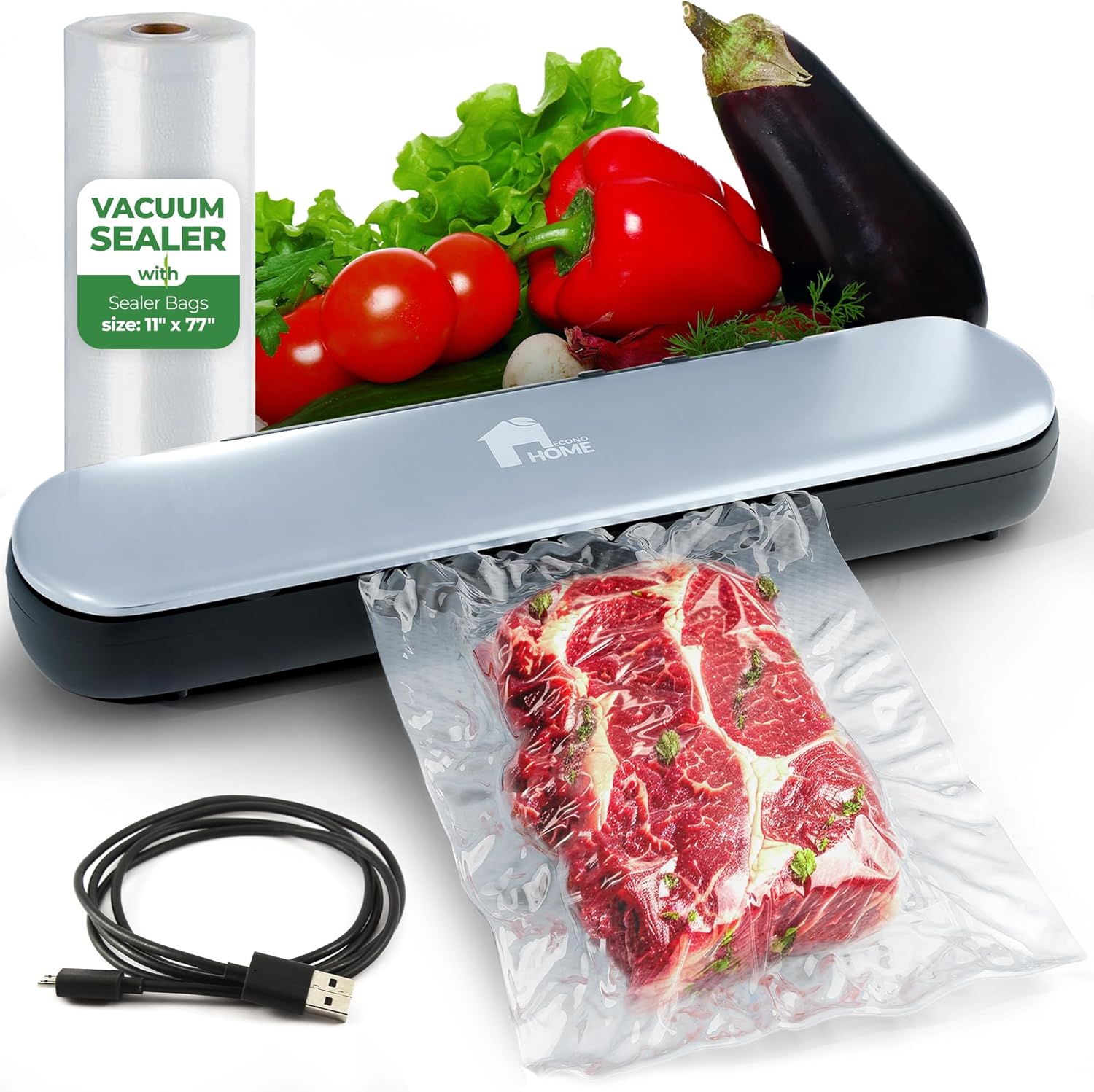 

Cordless Food Vacuum Sealer Machine - Rechargeable & Portable Sous Vacuum Sealer with Built-In Cutter - Seals in United States