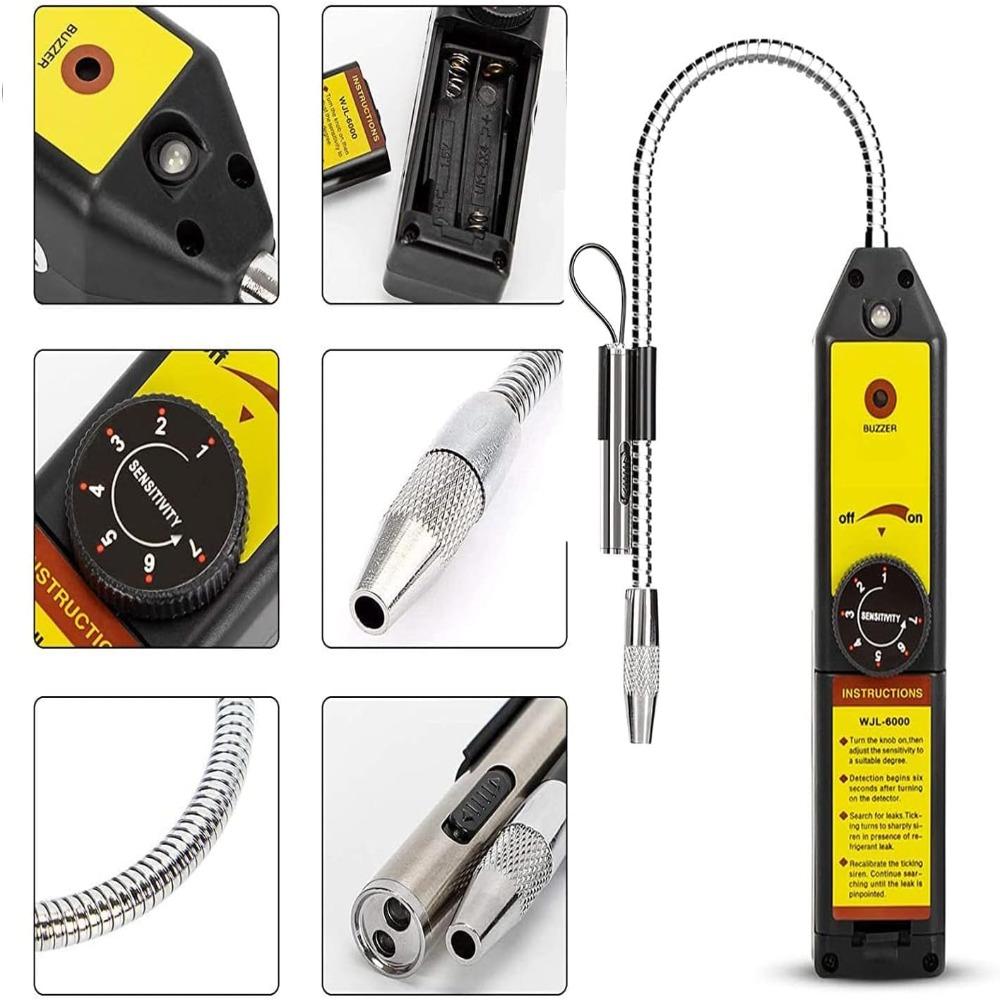 WJL-6000 Freon Leak Detector Audible & Visual Alarm Fast Response Refrigerant Gas Detector R22 R410A R134A R1234YF Gas Sniffer