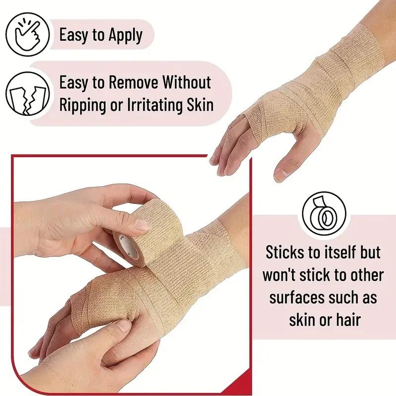 1/5/10 Rolls Medical Adhesive Bandage Elastic Breathable Sports Self Adhesive Tape Beige Wrap Finger Tape For Wrist Ankle