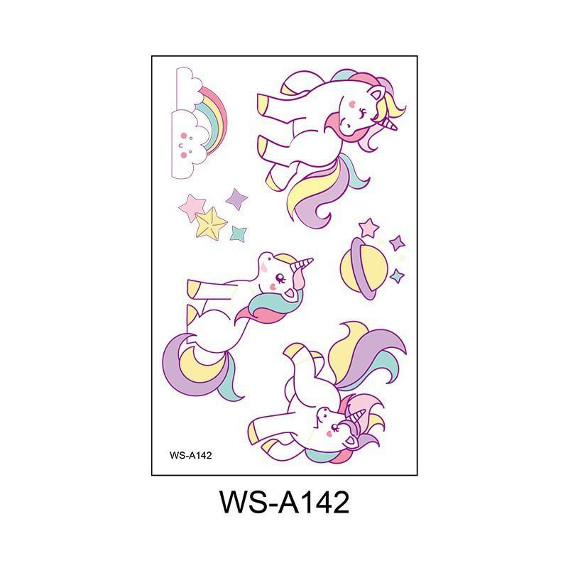 Cross Border Cartoon Unicorn Children's Waterproof Tattoo Sticker Pony Beautiful Girl Temporary