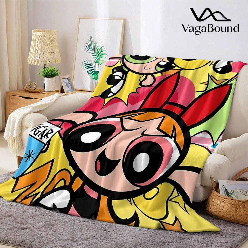 The PPowerpuffS GGirls Flannel Blanket Warm Soft Halloween Christmas Couch Warm Cozy Decorative Decor Gift for All Season
