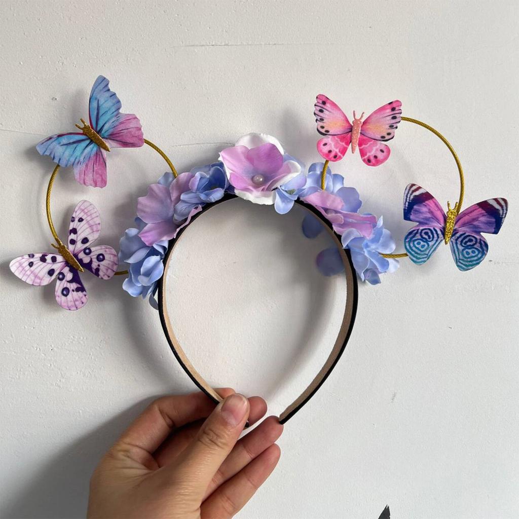 Floral Headbands For Kids And Girls Butterfly Crown Adjustable Flower Hair Accessories For Photography Props