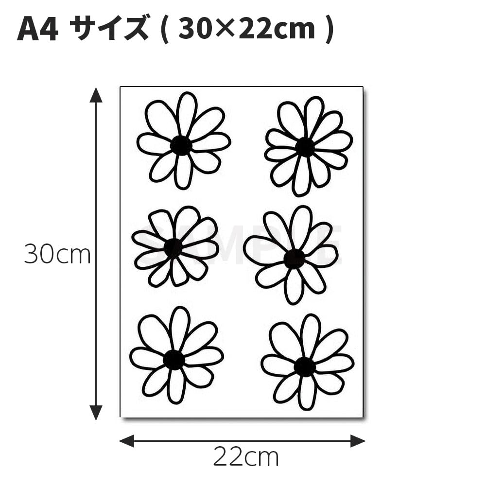 Kabegami Kakumei Wall Sticker, Monotone Flower, Made in Japan, 22cm x 30cm (JBW1023: Deco Flower)