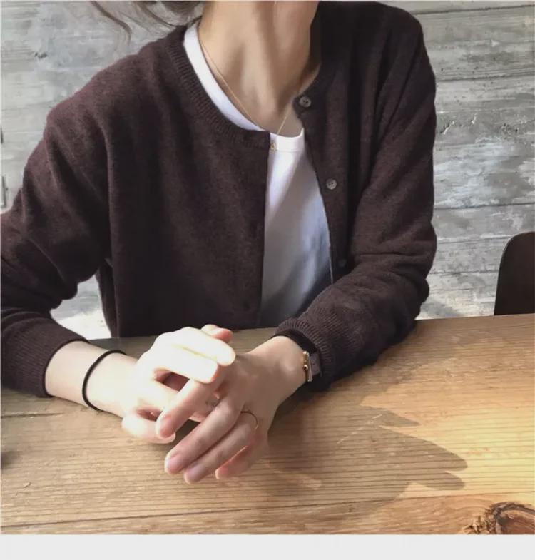 Spring 2025 High-End Women's Gray Knitted Cardigan - Versatile Short Sweater