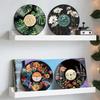 4 ks Dřevěné nástěnné umění s deskami, Vintage květinový plátek replika vinylové desky nástěnná dekorace do obývacího pokoje, ložnice, kanceláře, dárek pro přátele, milovníky hudby