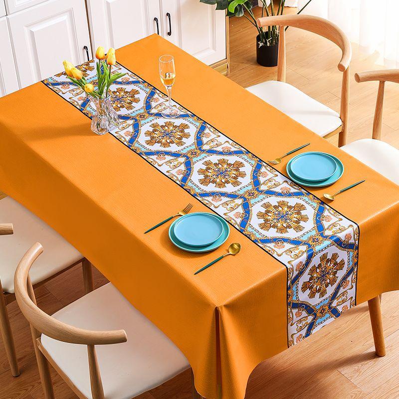 

Nordic Ethnic Style Tablecloth Waterproof And Oil-Proof Leave-In Household Tablecloth Pvc Dining Table Mat Coffee Table Cloth 140*140cm