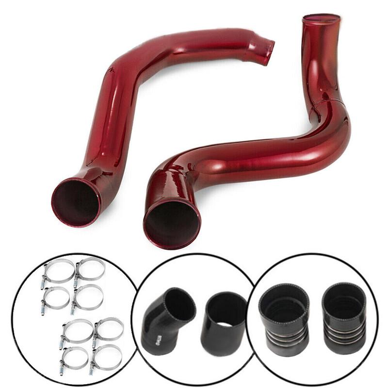 Turbo Intercooler Pipe & Intake Elbow For 03-07 Ford F250 6.0L Powerstroke Red Black