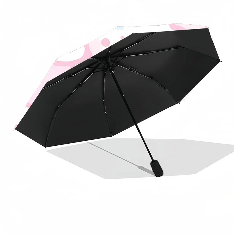 1pc Hello Kitty & My Melody Automatic Opening/Closing Umbrella - Portable Three-Fold Design with 8-Bone Iron Frame - Outdoor - Ideal Gift for Fans, Tr