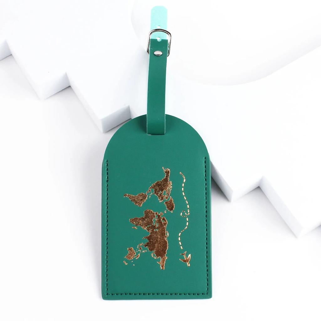 PU Leather Map Pattern Luggage Tags Men Women Baggage Name Tags Suitcase Address Label Holder Travel Tag Travel Accessories