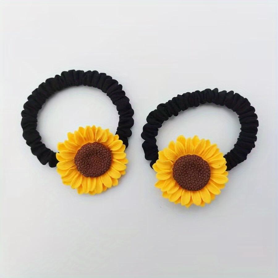 New Sweet and Fresh High Elasticity Hair Elastic for Women, Forest Style Sunflower Summer Hair Ring, Small Fresh Bun Hair Accessories