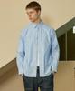 NOTIG 100% Cotton Semi-Overfit Satin Knit Button-Down Shirt Blue_Okg3Shcl103B1