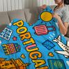Flannel warm art comfort vintage soft plush blanket Lisbon for portugal sofa living room fashion office girl bedroom travel gift