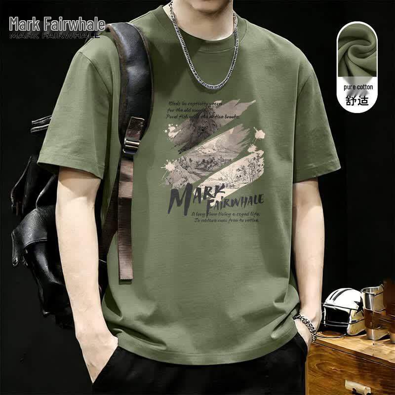 Mark Hua Fei Men s Casual Cotton T-Shirt XL оливковое зеленый
