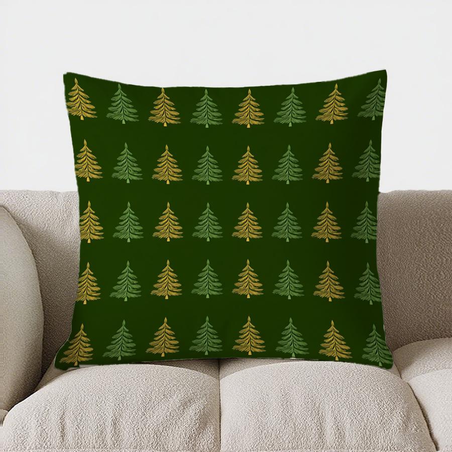 Santa Gifts Trees Christmas Throw Pillow Cover With Short Plush Print Living Room Sofa Decoration Cushion Cover Pillow Covers