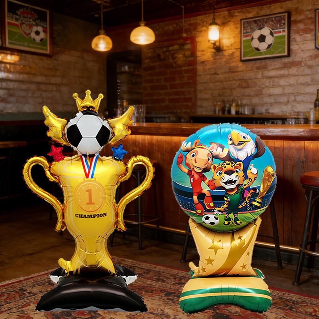 2026 USA Mexico Canada World Cup Soccer Ball Foil Balloon with Stand Decoration Game Cheer Prop