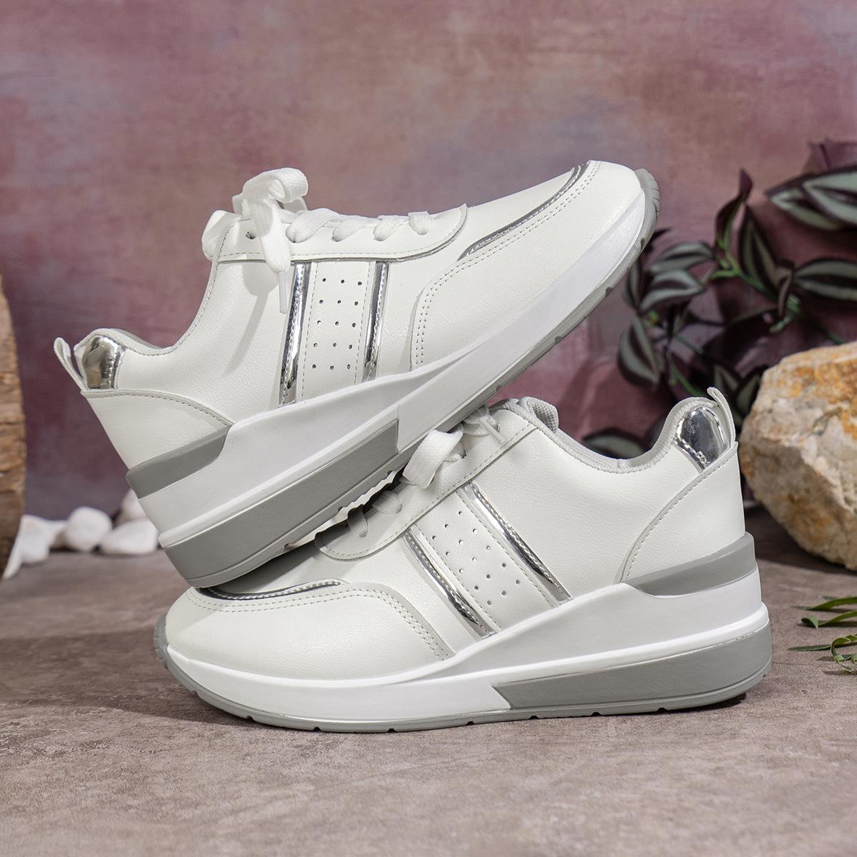 

Женская спортивная повседневная обувь мода с покатым каблуком толстая подошва большой размер повседневная спортивная 39 белый