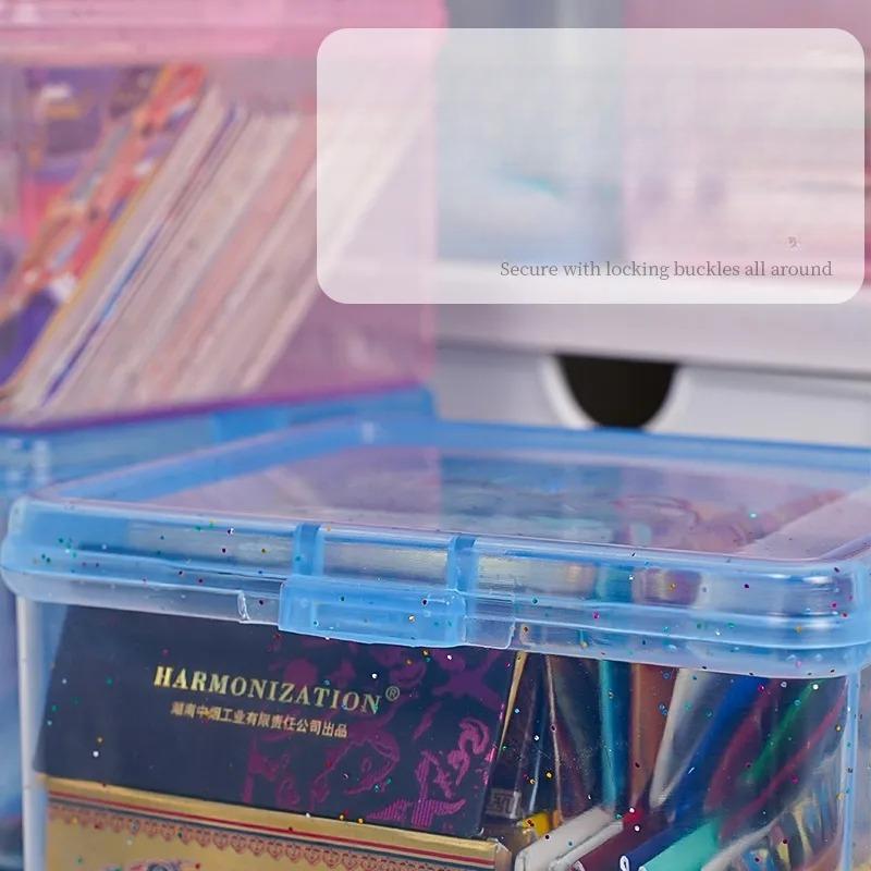 Card Storage Box Transparent Dust-Proof With Lid Children'S Small Card Change Sorting Box Multifunctional Desktop Sundries Storage Box