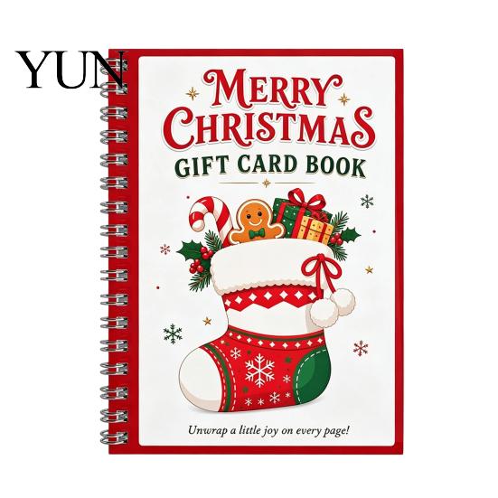 Libro de Recuerdos Creativo para Fiestas, Libro de Tarjetas de Regalo de Navidad, 7" x 5", Encuadernado en Espiral, Folleto de Felicitaciones Personalizado Merry DIY, Álbum, para Suministros de Fiesta de Navidad