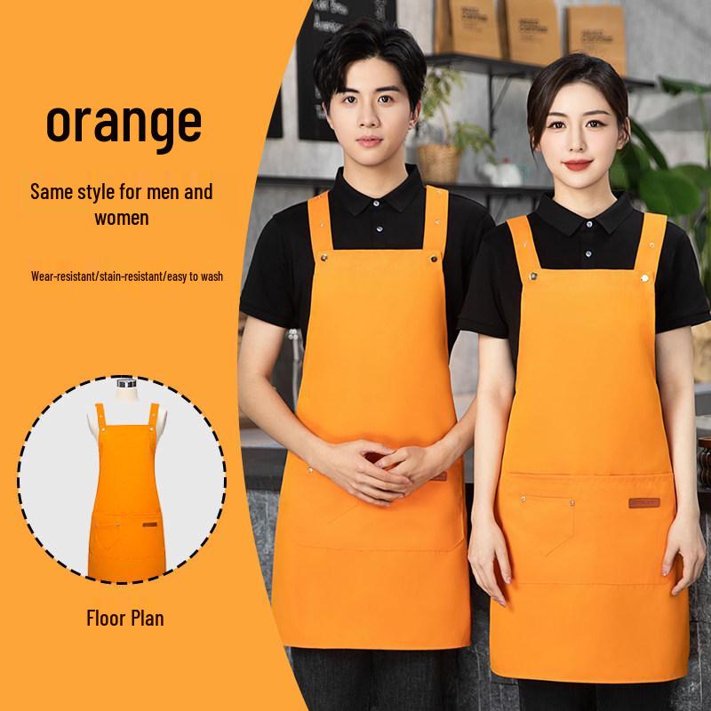 Waterproof Catering Apron Set: Logo-Print Apron, Oil-Proof Sleeves, Hat for Milk Tea and Coffee