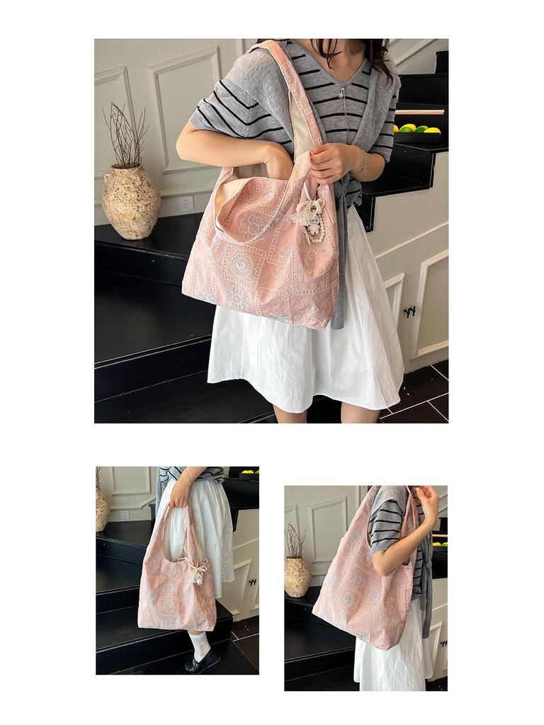 Korean Style Minimalist Large Capacity Printed Shoulder Tote Bag for Women