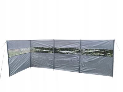 Parawan Osłona Na Kemping Ogród 4 Panele 460X134Cm Z Oknem 10 Linek Szpil