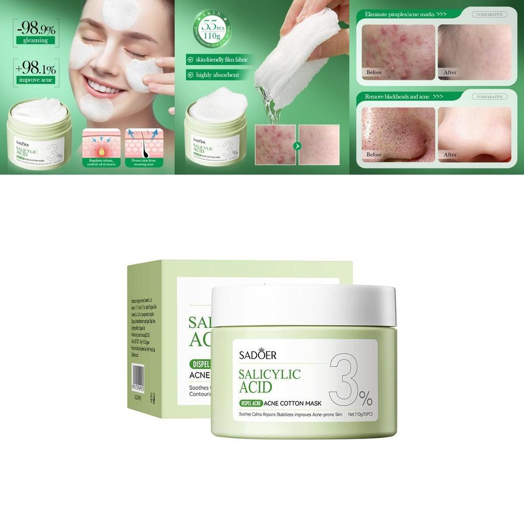 Maschere in fogli Sadoer Trattamento Acne con Acido Salicilico con Benefici Idratanti Per Tutti i Tipi di Pelle 110g 55 Fogli