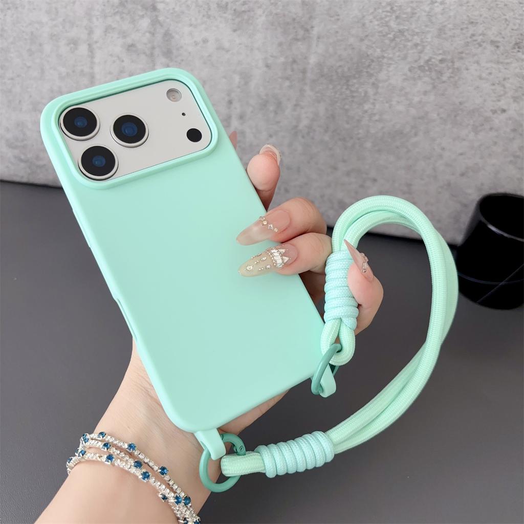 Wrist Strap Matte Silicone Soft Protective Phone Case for IPhone Air 17 Pro Max 16 15 Plus 14 13 12 11 Pro Shockproof Cover