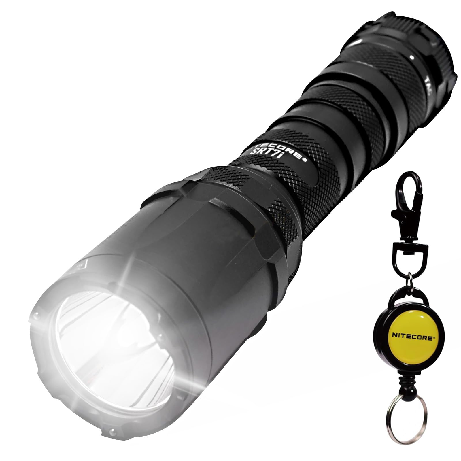 

Тактический фонарь NITECORE SRT7i с бесступенчатой регулировкой, защитой от неисправностей, водонепроницаемостью IP68 и возможностью перезарядки, 3000 люмен и включает в себя выдвижной брелок для ключей, японский фонарик чёрный