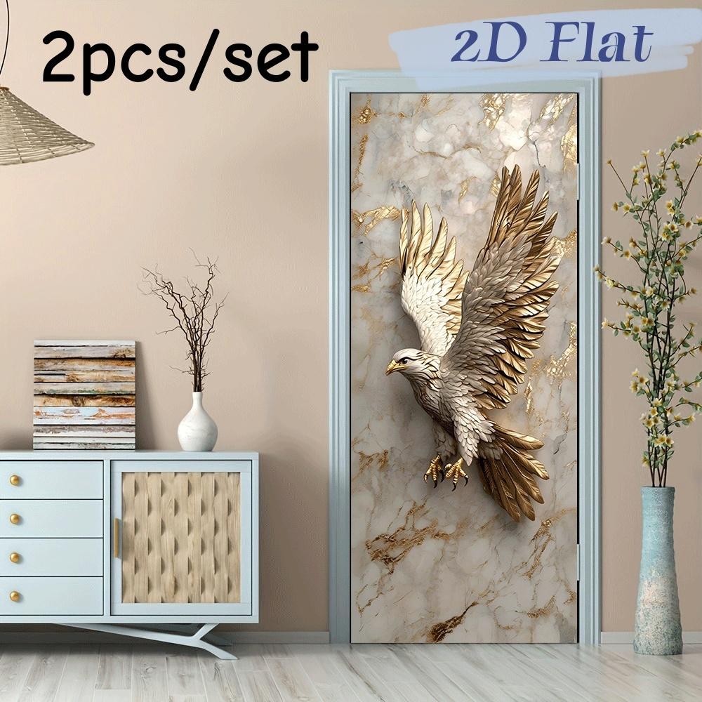 

2pcs Soaring Eagle Wall Stickers, Entrance Living Room Background Wall Decoration Stickers, 3D Animal Art Stickers, Self Adhesiv (as the picture,38.5x200cmx2)