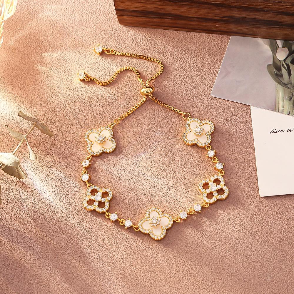 S925 silver shining eternal petals design adjustable bracelet suitable for women wedding holiday jewelry banquet gifts