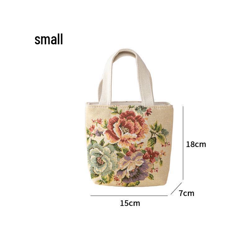 

Сумка-шоппер з канвасу з двосторонньою вишивкою золотою жаккардовою тканиною Дівчина-соняшник Medium 28*8*23cm