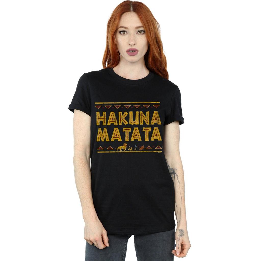 Disney Damen/Damen Der König der Löwen Hakuna Matata Baumwoll-Boyfriend-T-Shirt