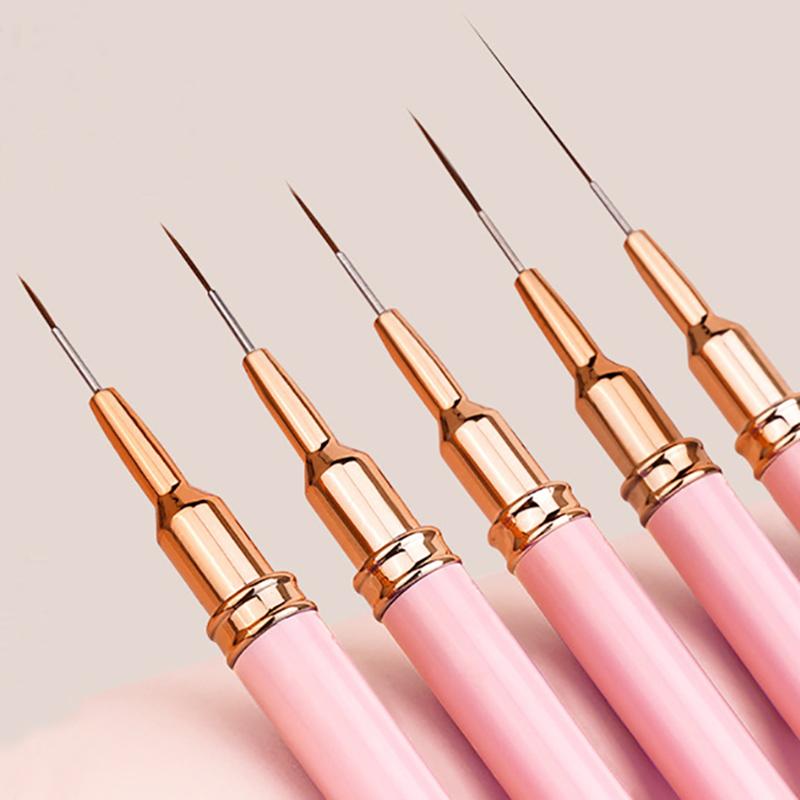 5pcs Nail Art Liner Brush Set UV Gel Nail Brushes Kits French Stripe Line Painting Drawing Flower Pen Professional Manicure Tool