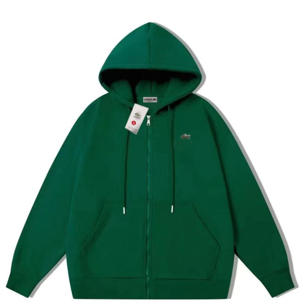 Men's Autumn/Winter Embroidered Crocodile Hoodie - New Style Loose Fit Zip-Up Cardigan with Hood, Long Sleeves, and Plain Color Design.