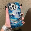 Marine Sharks Dolphins Blue Sea Waves Phone Case for iPhone 16 15 Pro Max Plus 14 13 Mini 12 11 Pro Max Shockproof Laser Covers
