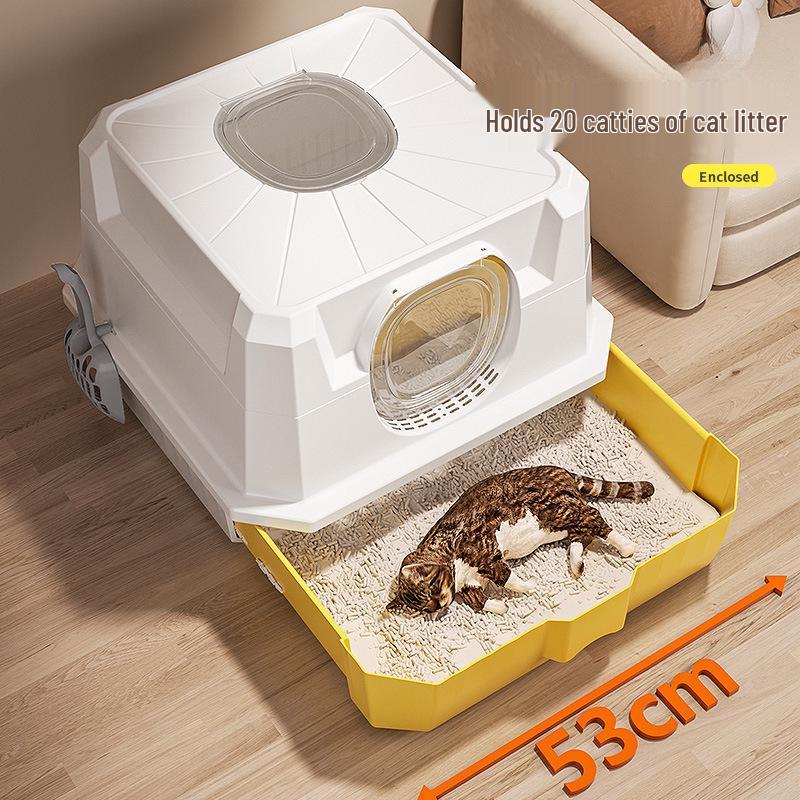 Large Enclosed Cat Litter Box with Detachable Drawer, Easy to Clean & Durable