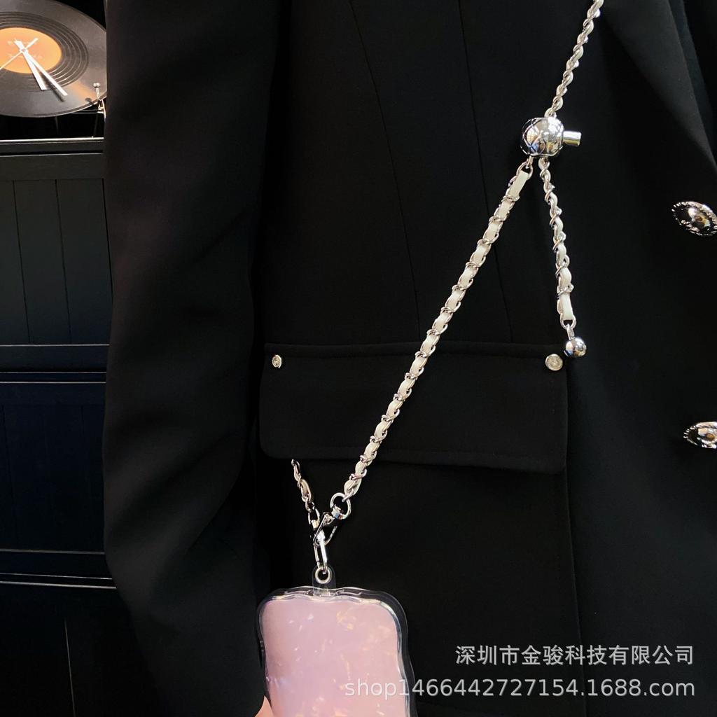 Crossbody Metal Leather Phone Chain Adjustable Long Phone Lanyard Creative Style High-end Feel Hanging Chain Wearable