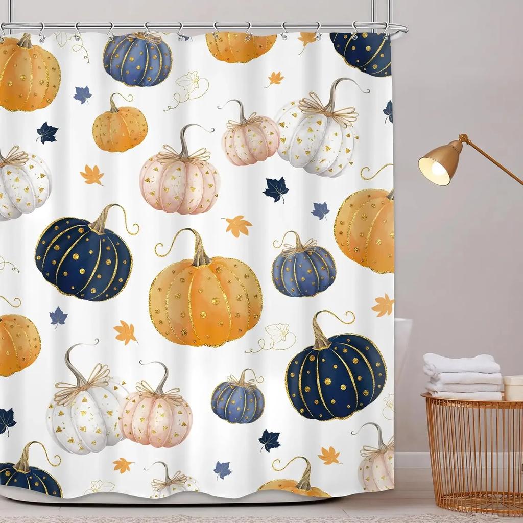 Halloween Scary Spooky Shower Curtain Pumpkin Bat Spider Scary Skeleton Holiday Gift Shower Curtains Bathroom Decor With Hooks