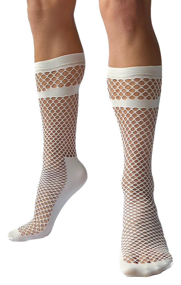 White Fishnet Socks Paris - Barcode Berlin - Transparent Mesh