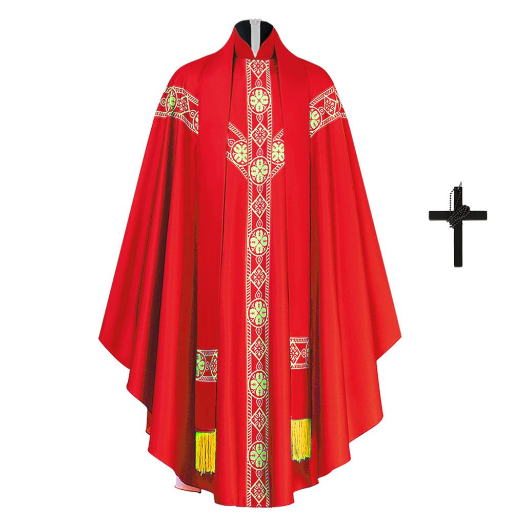 Men's Priest Long Robe Costume for Halloween Church Stage Performance